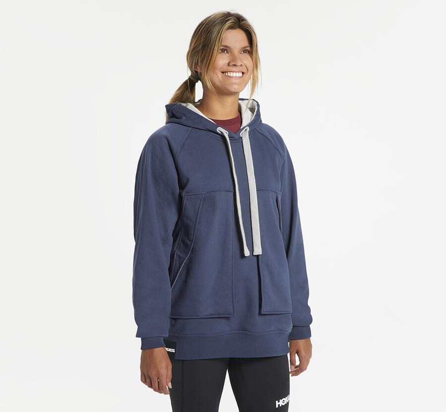 Hoka One One Kapşonlu Sweatshirt Kadın Lacivert - Bondi - JS2507136